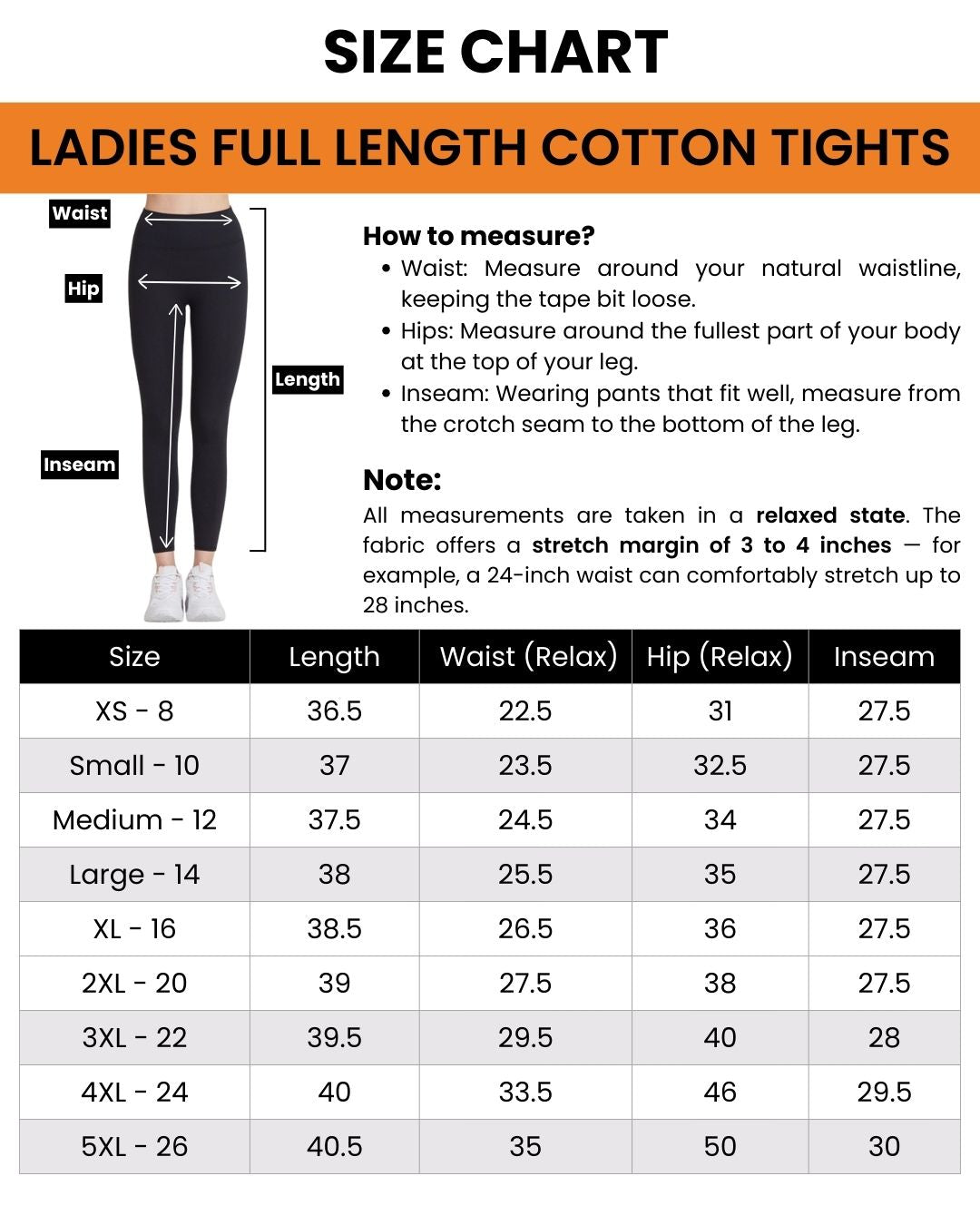Ladies Full Length Cotton Tights
